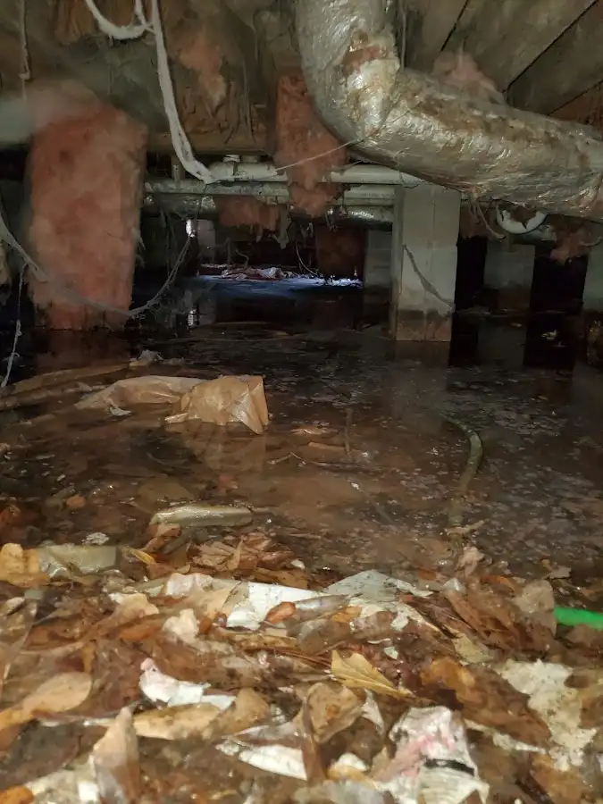 Crawl space flood assessment for Commercial Water Damage Restoration in East Greenwich