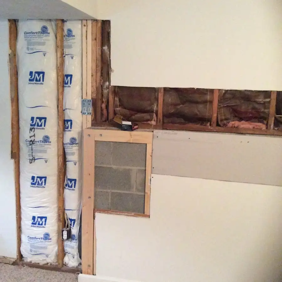 Wall insulation replacement during Contents Cleaning & Restoration in East Greenwich